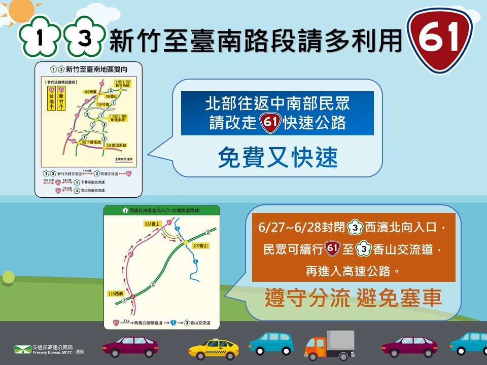 國3西濱交流道北向入口封閉改路線圖