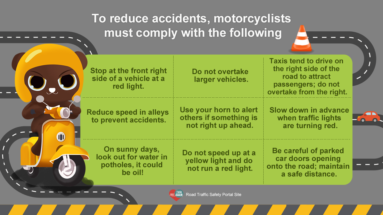 06_To reduce accidents, motorcyclists must comply with the following