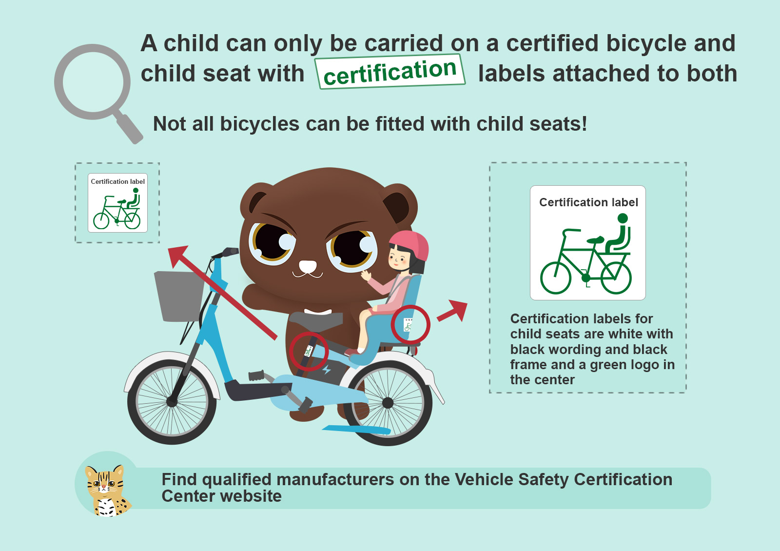 03_A child can only be carried on a certified bicycle and child seat with labels attached to both