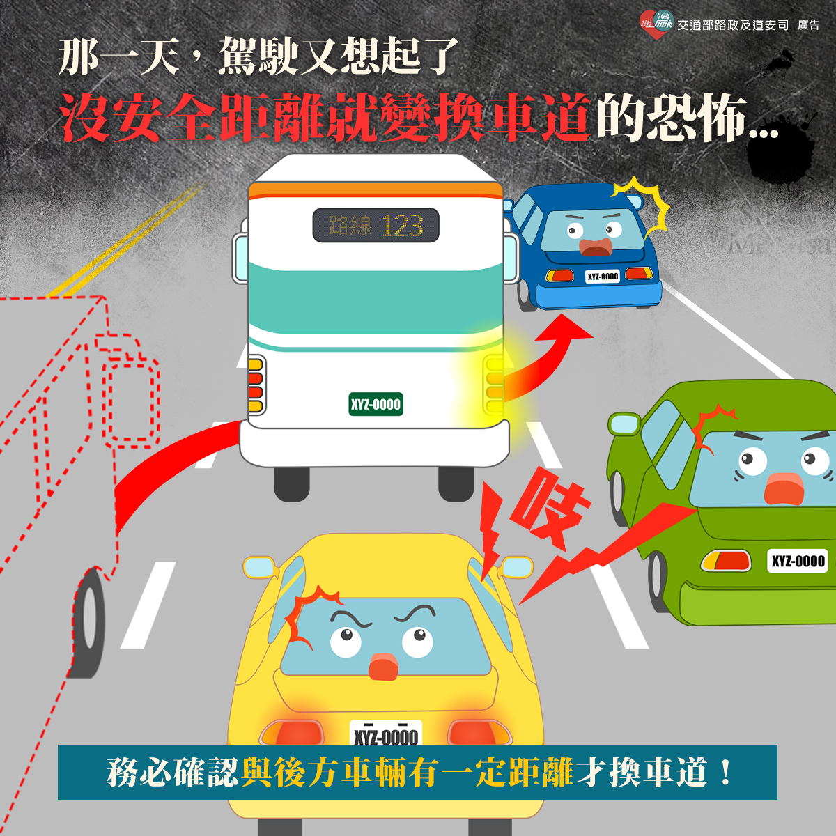 變換車道前 確認安全距離