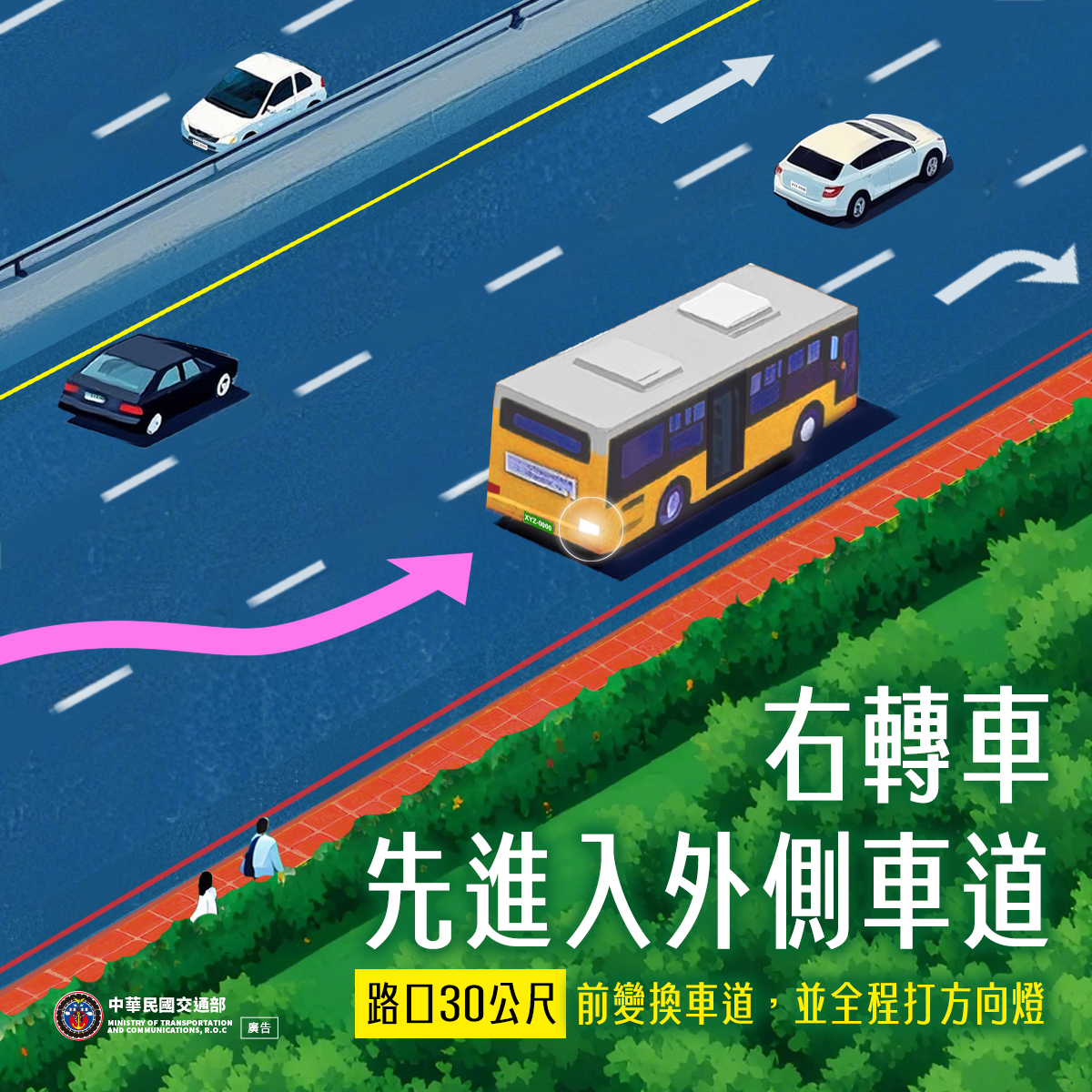 右轉車 先駛入外側車道