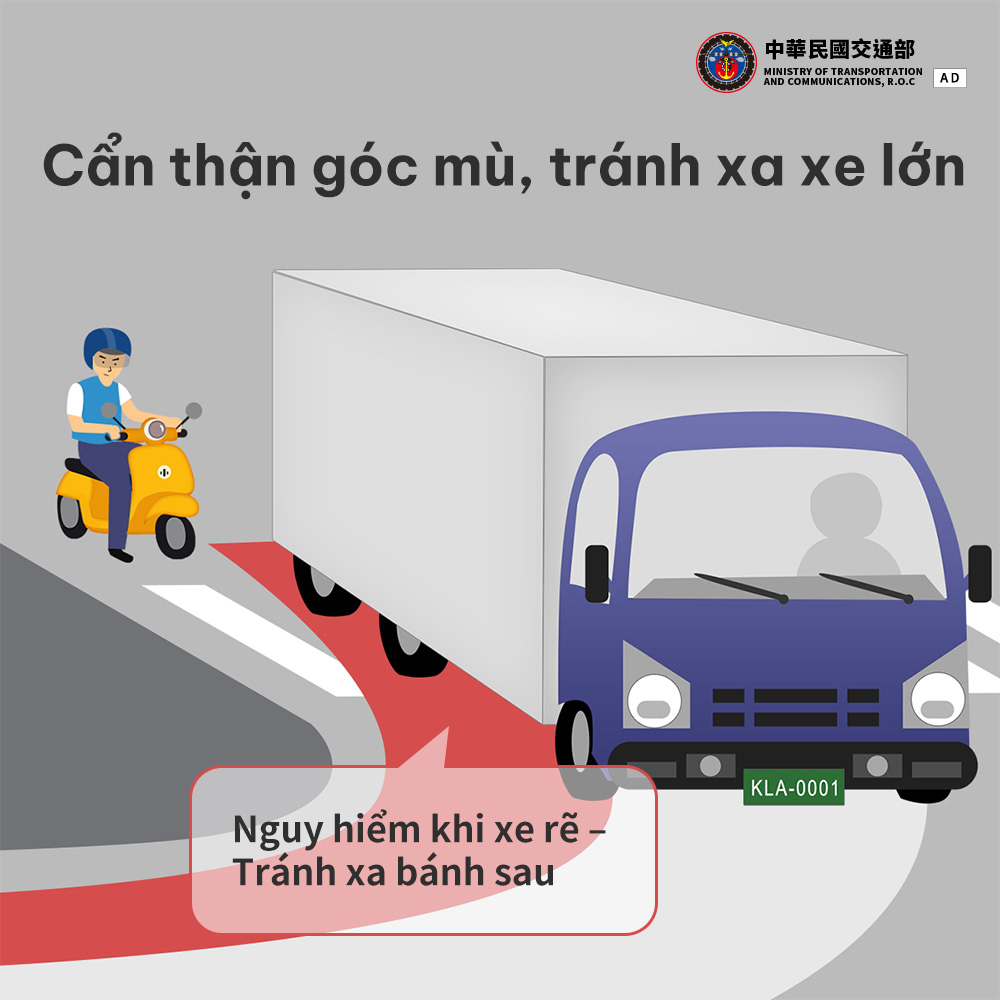 Cẩn thận góc mù, tránh xa xe lớn