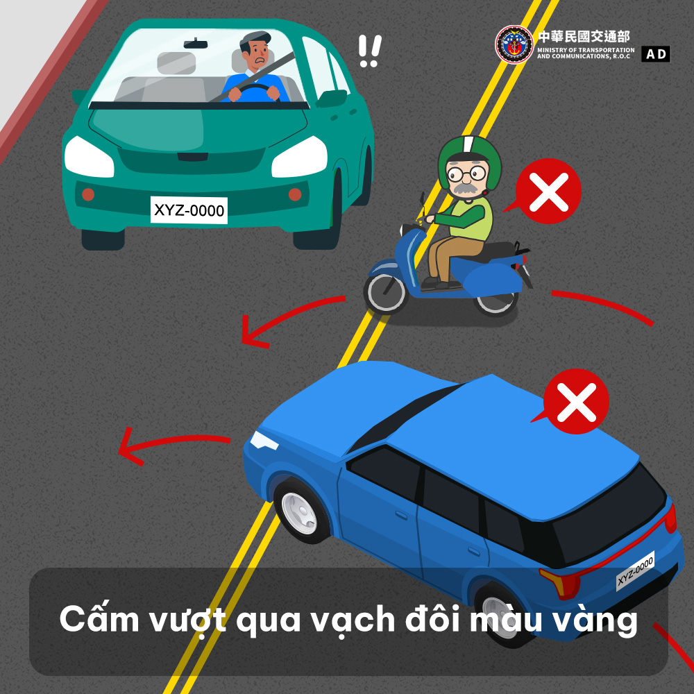 Cấm vượt qua vạch đôi màu vàng