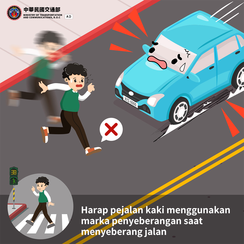 Harap pejalan kaki menggunakan marka penyeberangan saat menyeberang jalan