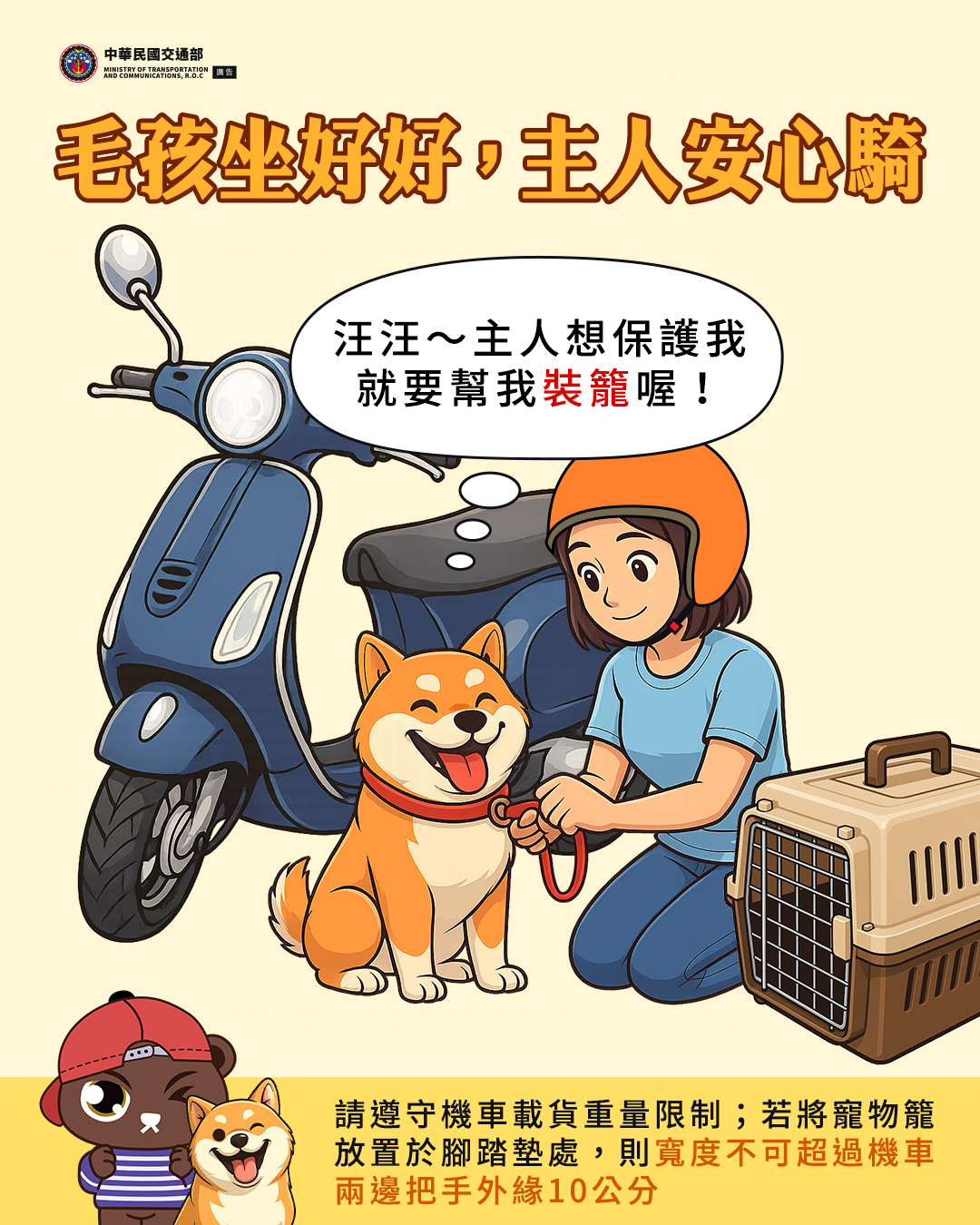 毛孩坐好主人安心