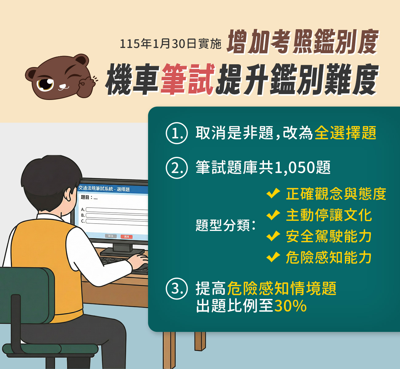 02_機車筆試提升鑑別難度
