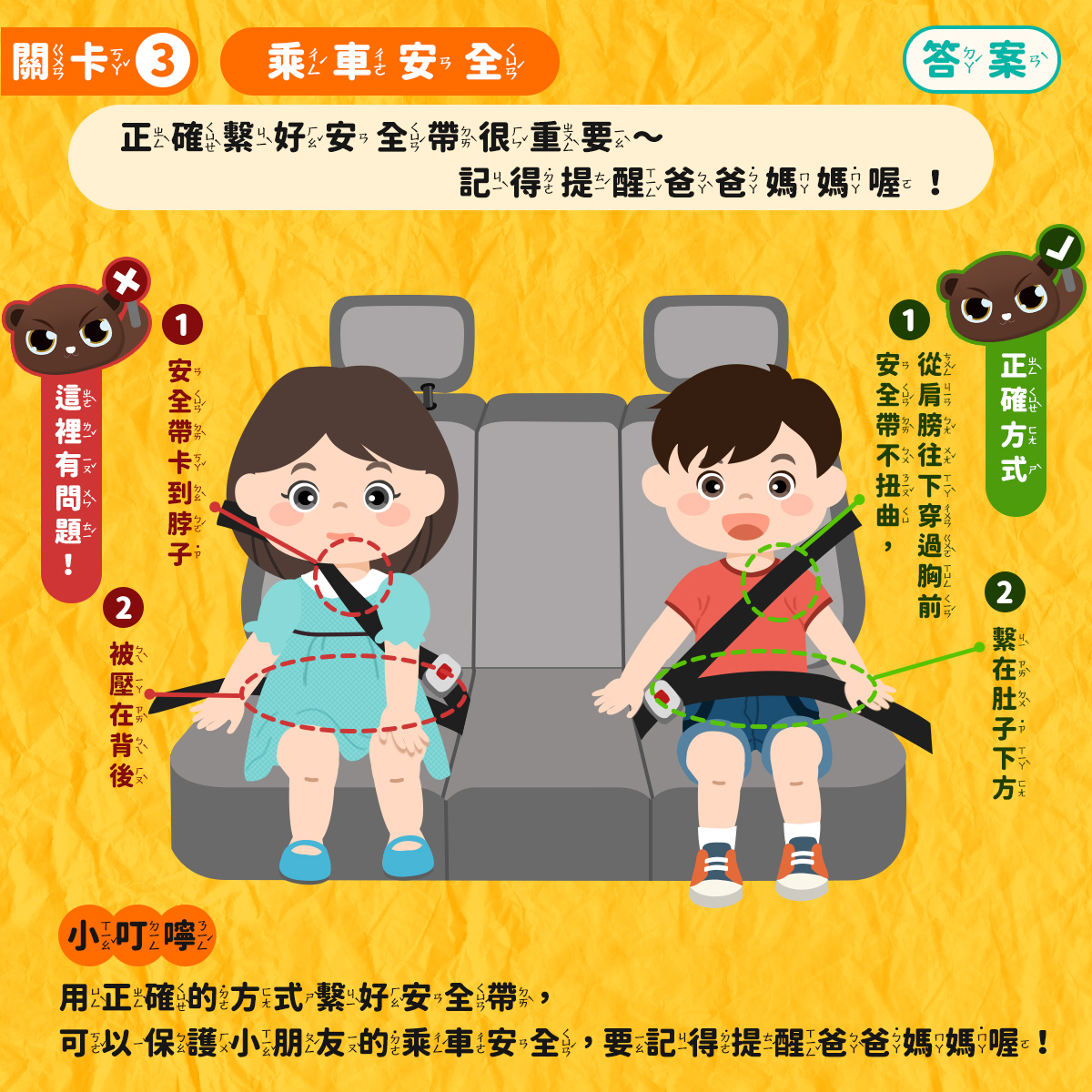 11_動動手，圈出小朋友安全帶哪裡繫錯了(解答)