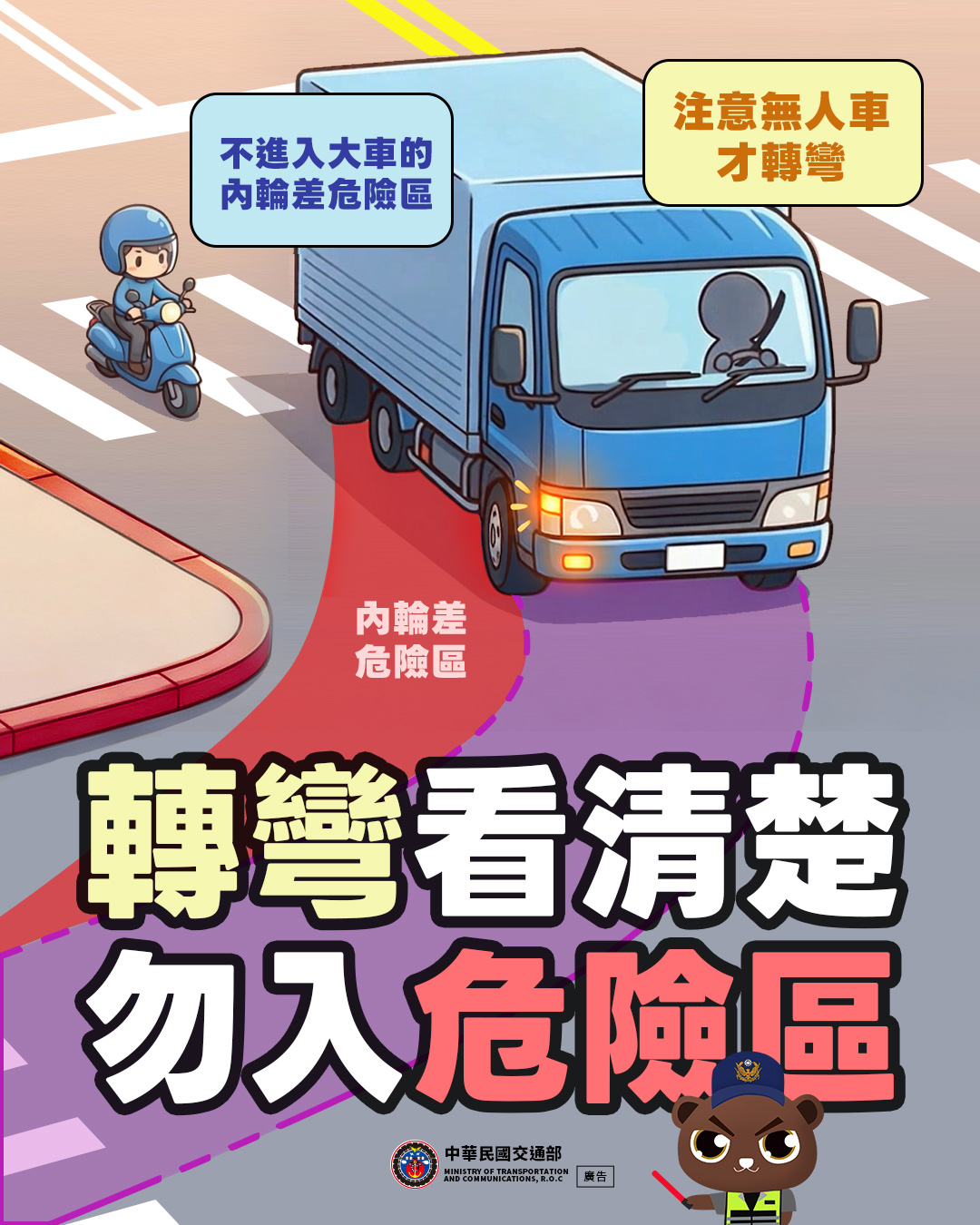 轉彎請遠離大車危險區